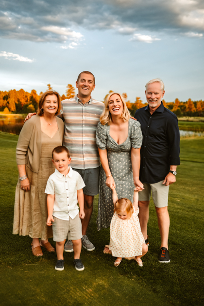 Flagstaff, Arizona extended family photography session at Forest Highlands golf club with grandparents.