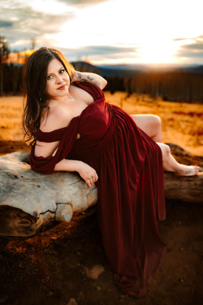 Maternity Flagstaff portrait photographer of women in red dress