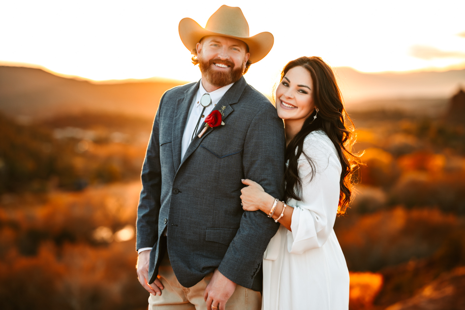 Sedona elopements during golden hour at secret slick rock